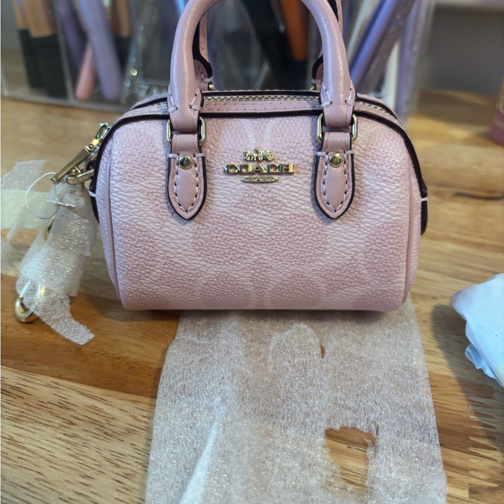 Coach Pink Powder Mini Rowan Bag Charm